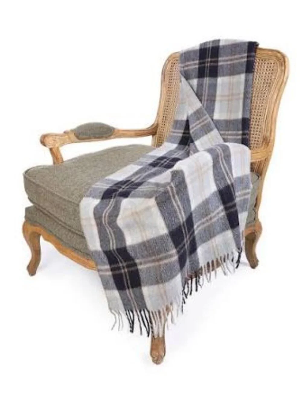 Clans Scotland Bannockbane Silver Tartan Wool Blend Fringe Blanket  60